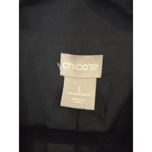 CHICO’S Black Floral Embroidered Ponte Long Jacket Coat Top Size 3 US 16/18 - Picture 3 of 7